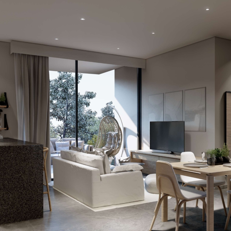 Basalto Narvarte living area luxury finishes Mexico City
