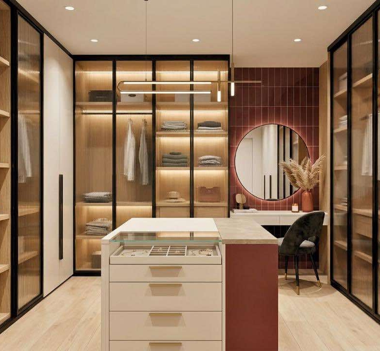 Walk-in closet at Mérida 94 master suite in Roma Norte luxury apartment