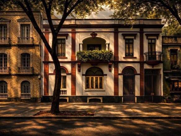 Mérida 94 exterior building facade on Calle Mérida in Roma Norte Mexico City