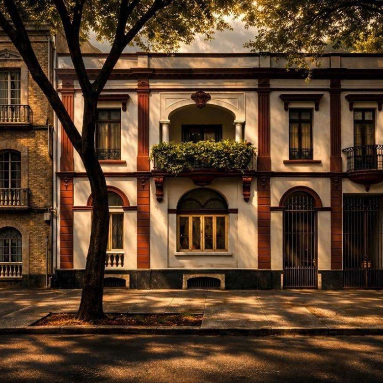 Mérida 94 exterior building facade on Calle Mérida in Roma Norte Mexico City