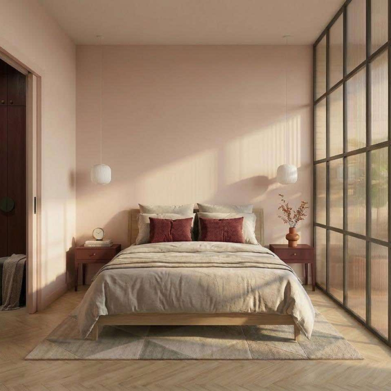 Master bedroom at Mérida 94 with natural ventilation and clean lines in Roma Norte